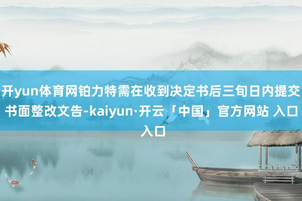 开yun体育网铂力特需在收到决定书后三旬日内提交书面整改文告-kaiyun·开云「中国」官方网站 入口